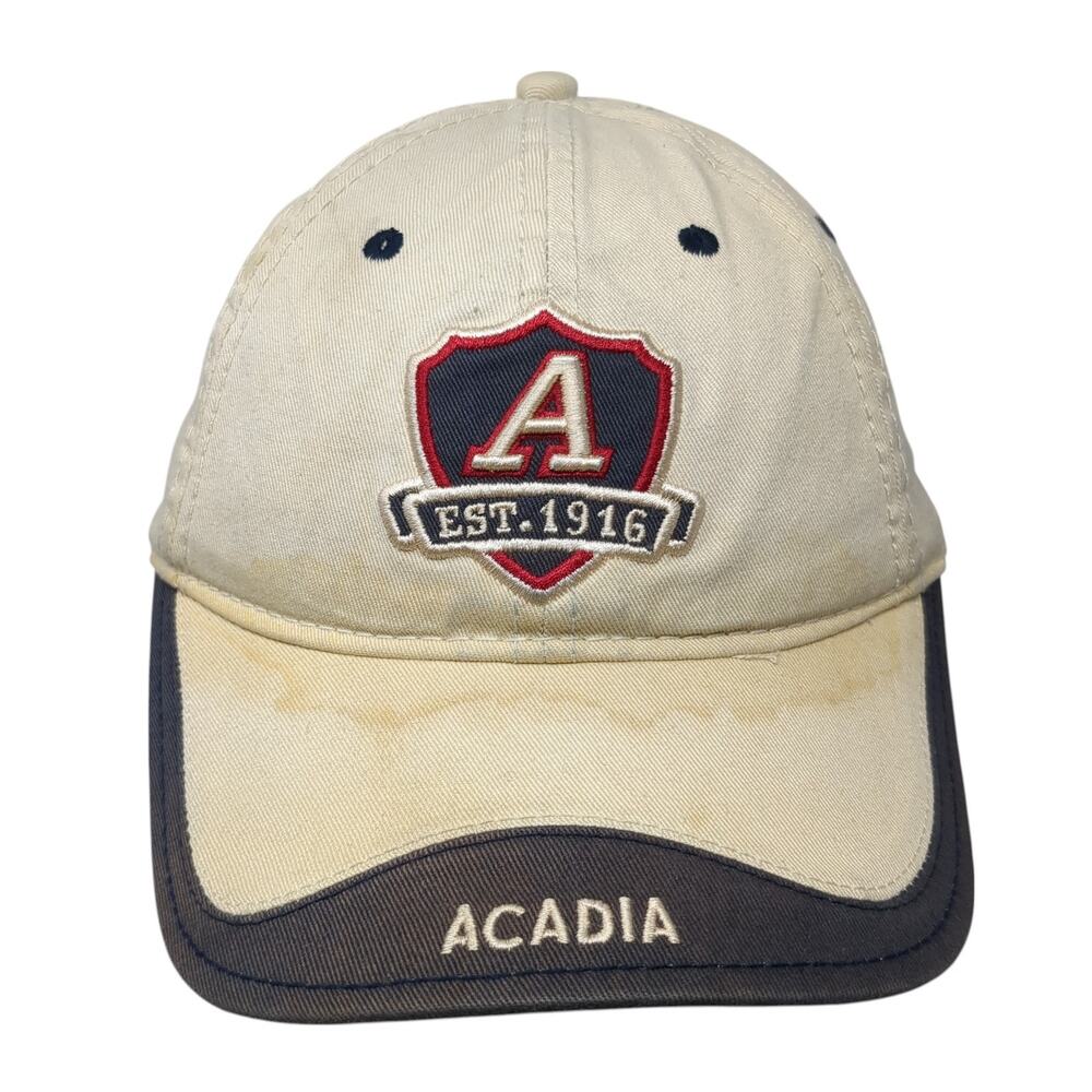 Acadia Est. 1916 Slideback Baseball Cap Beige One Size Adjustable Embroidered